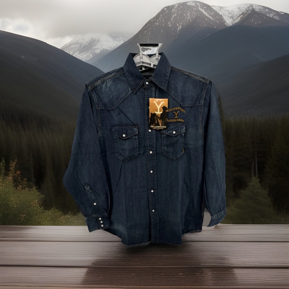 Yellowstone Dutton Ranch Western Denim XL Shirt Snap Button Cowboy TV Show Ranch